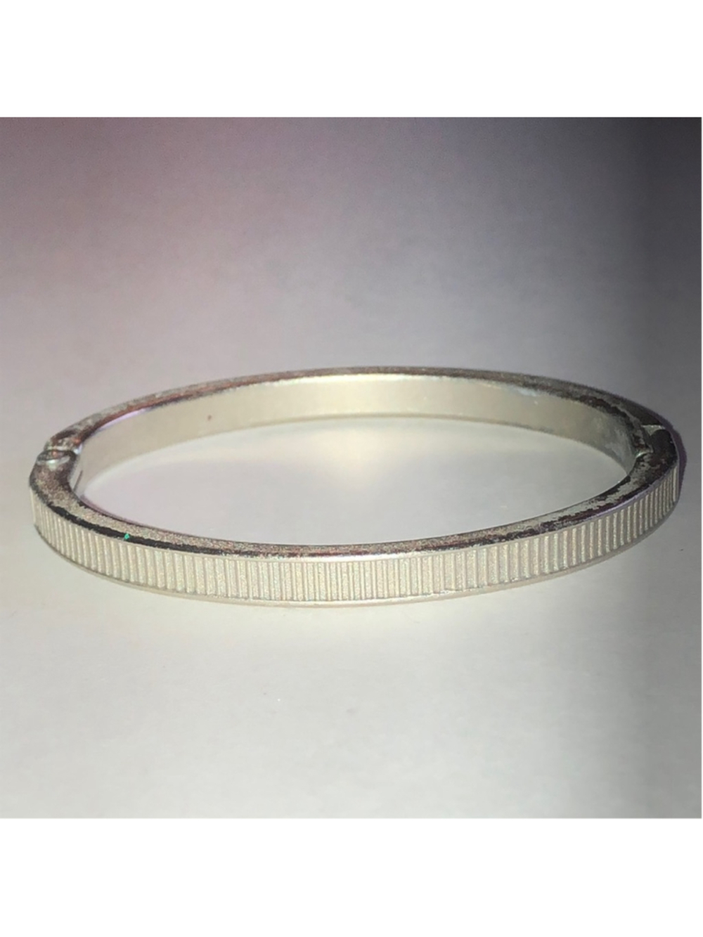 Silver Tone Textured Boho Bangle Bracelet